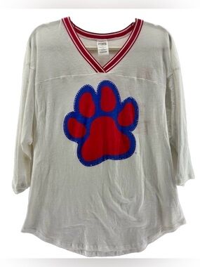 PINK Victoria’s Secret × 5th & Ocean Paw Jersey 3/4 Sleeve Shirt Size Large